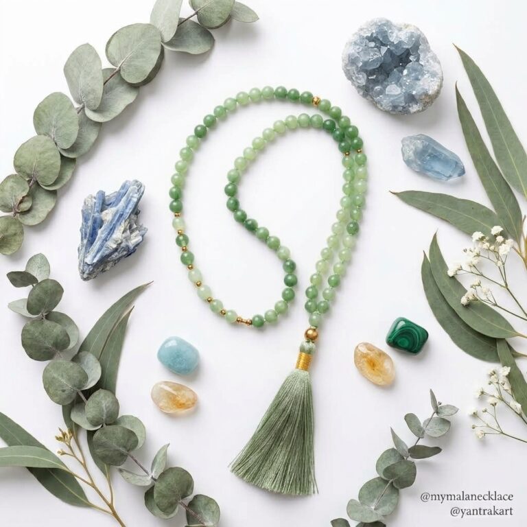 Handcrafted Green Aventurine Mala Necklace